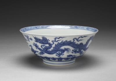图片[2]-Bowl with dragons and clouds in underglaze blue, Ming dynasty (1368-1644)-China Archive